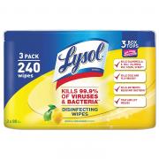 LYSOL Brand 84251CT Disinfecting Wipes, 7x8, Lemon and Lime Blossom, 80 Per Canister, Pack of 3